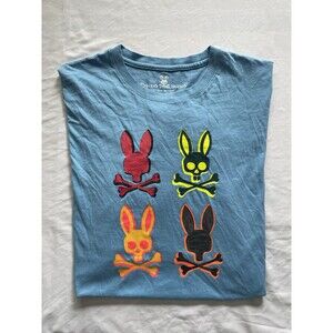 Psycho Bunny Multi Bunny Shirt Mens 7 Glacial Blue Graphic Print